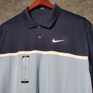 Nike Dri-Fit Victory Color Block Polo Golf Shirt Blue White Men's Large NWT New